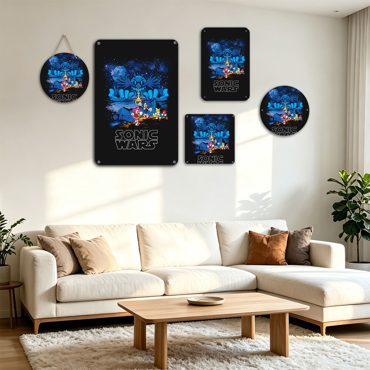 Sonic Wars: Sonic, Amy, Tails, Knuckles vs. Dark Lord in Cosmic Battle - painting
