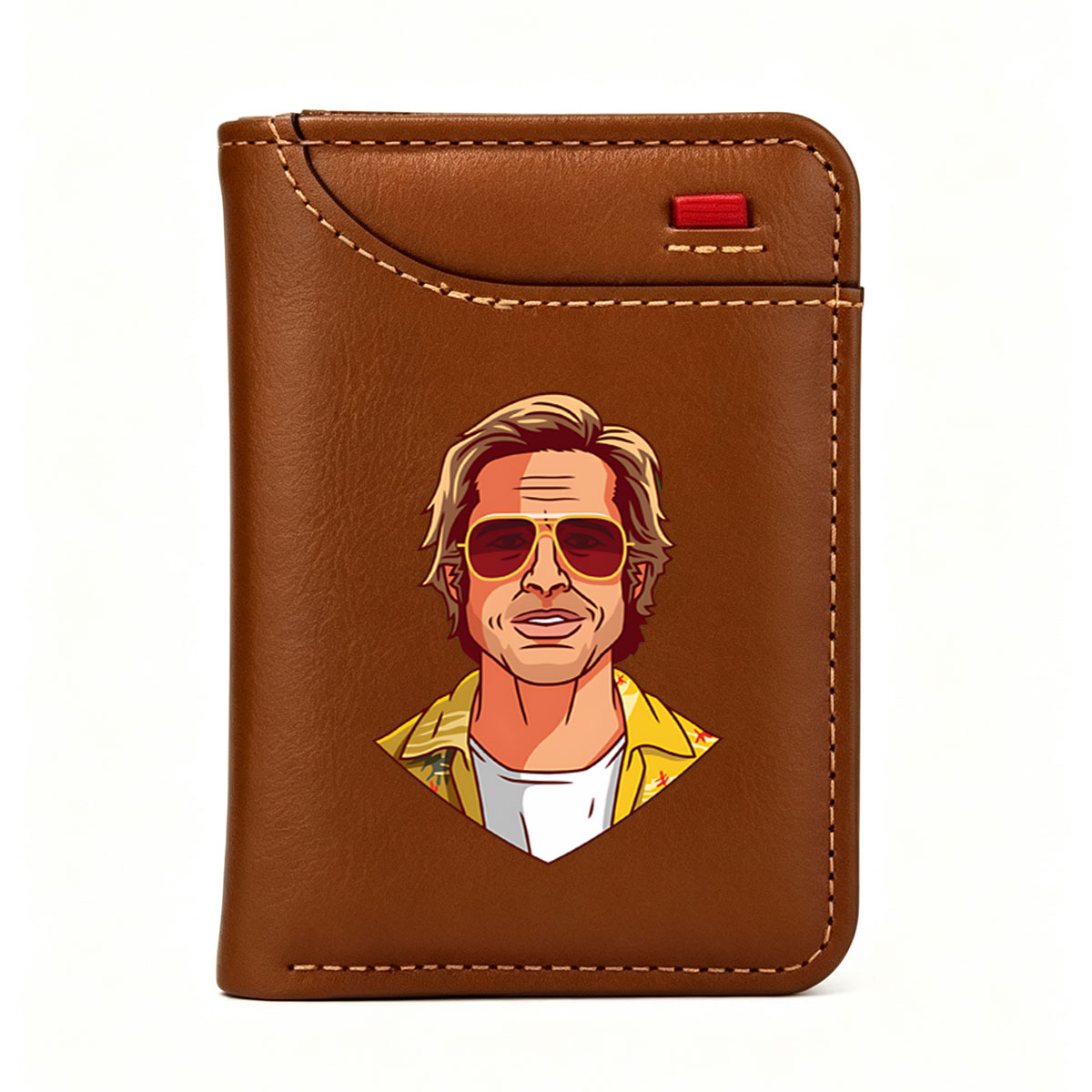 Brad Pitt in Aviator Sunglasses and Yellow Jacket - Vertical Style Wallet