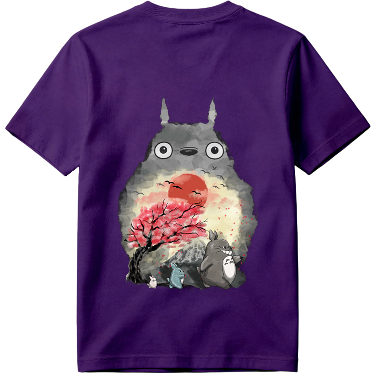 Totoro and Friends in Cherry Blossom Sunset - Tee