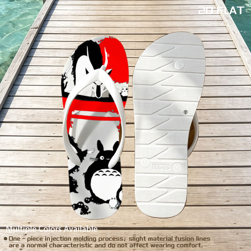 Totoro, No-Face, and Spirited Away Characters in a Japanese Shrine Scene -  flip-flops