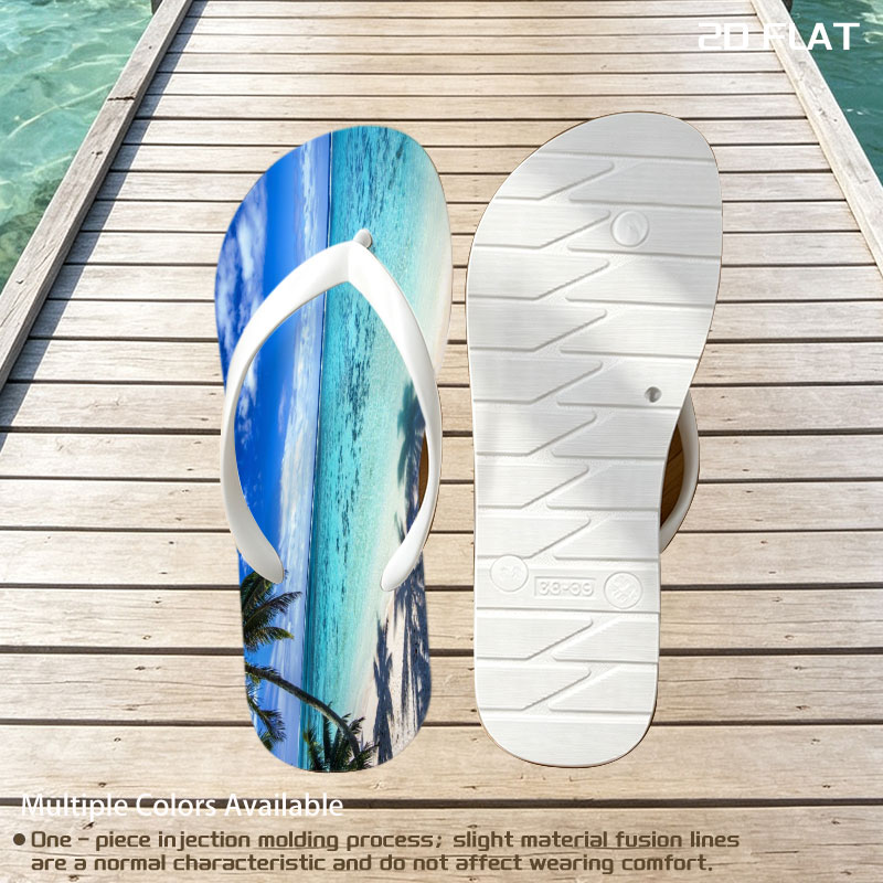 Tropical Beach with Crystal Clear Water and Palm Trees -  flip-flops