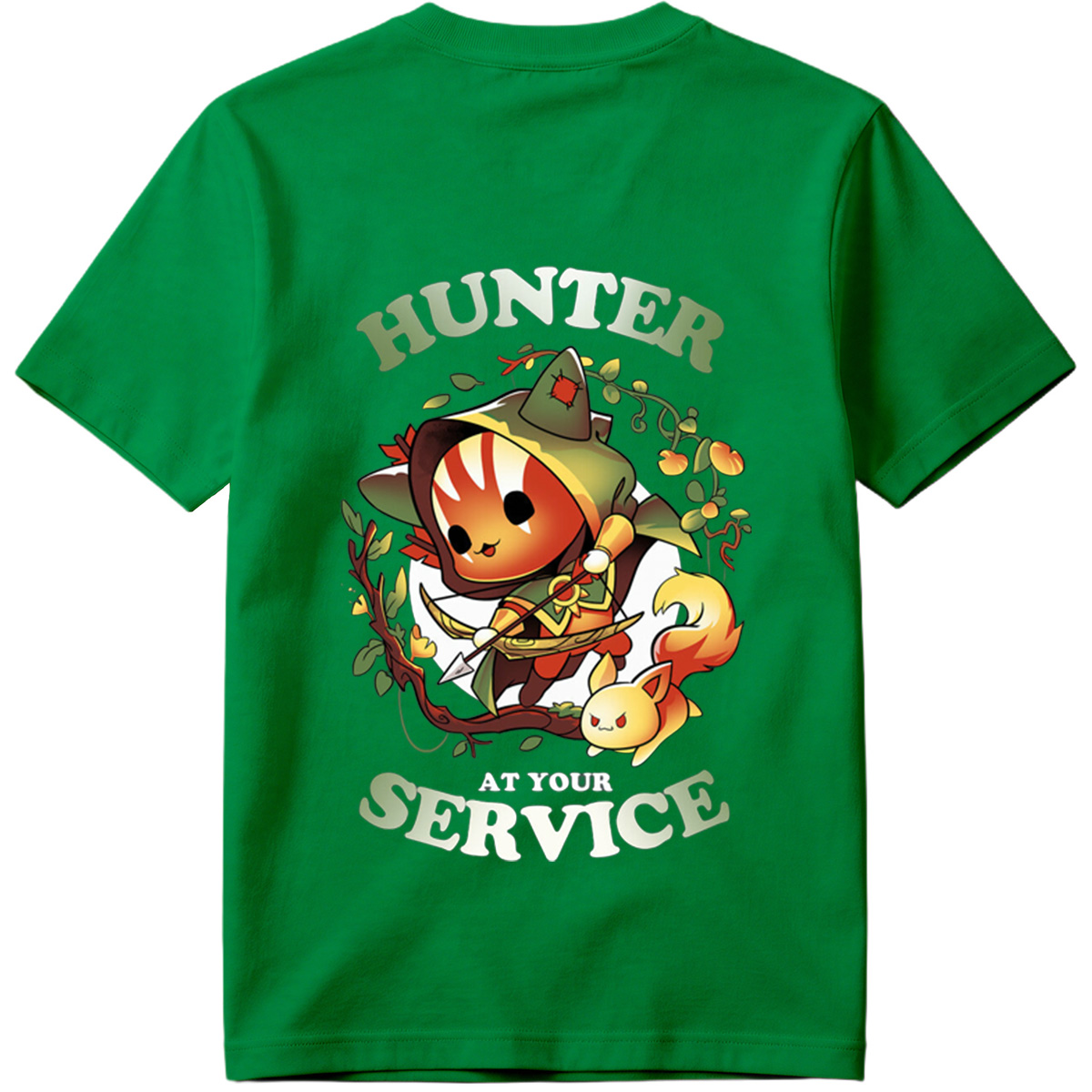 Hunter at Your Service - Chibi Archer and Fox Companion - Tee