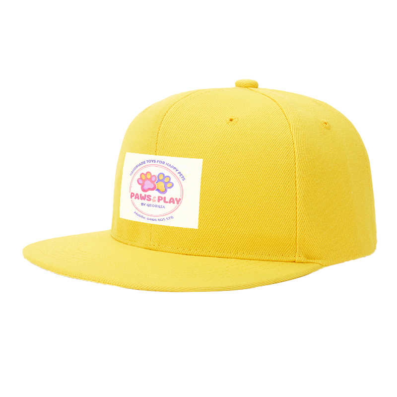 Flat Brim Baseball Cap Paws & Play Logo Print Streetwear Underground Skate Style for Basketball Court Skate Park Urban Lifestyle Skaters Rappers Streetwear Enthusiasts