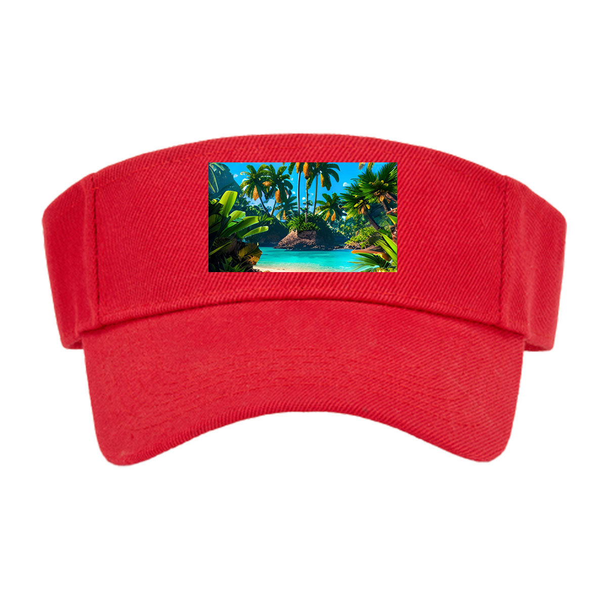 Tropical Paradise Beach with Palm Trees and Crystal Clear Water -  Visor cap