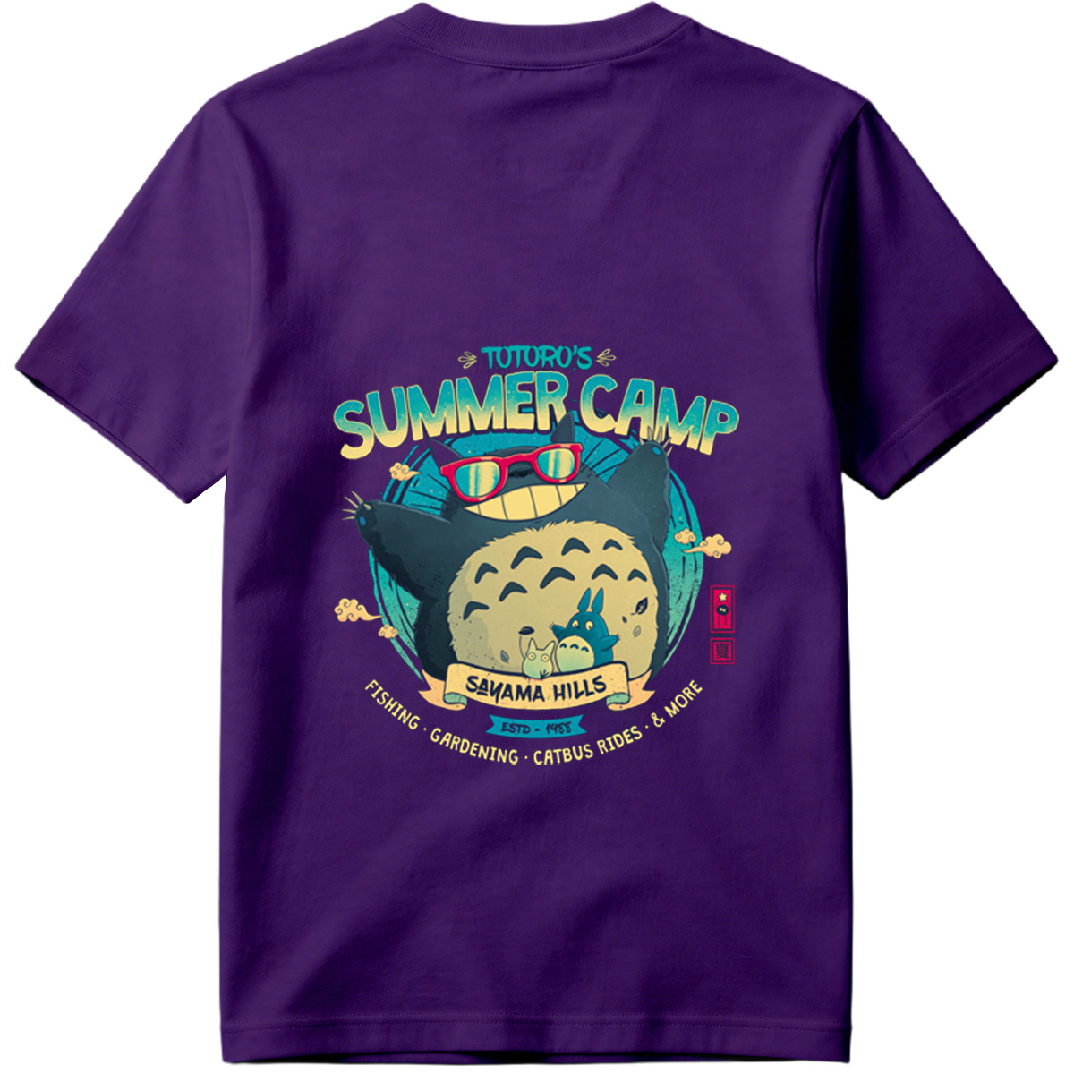 Totoro's Summer Camp: Totoro, Small Totoros, and Catbus - Tee