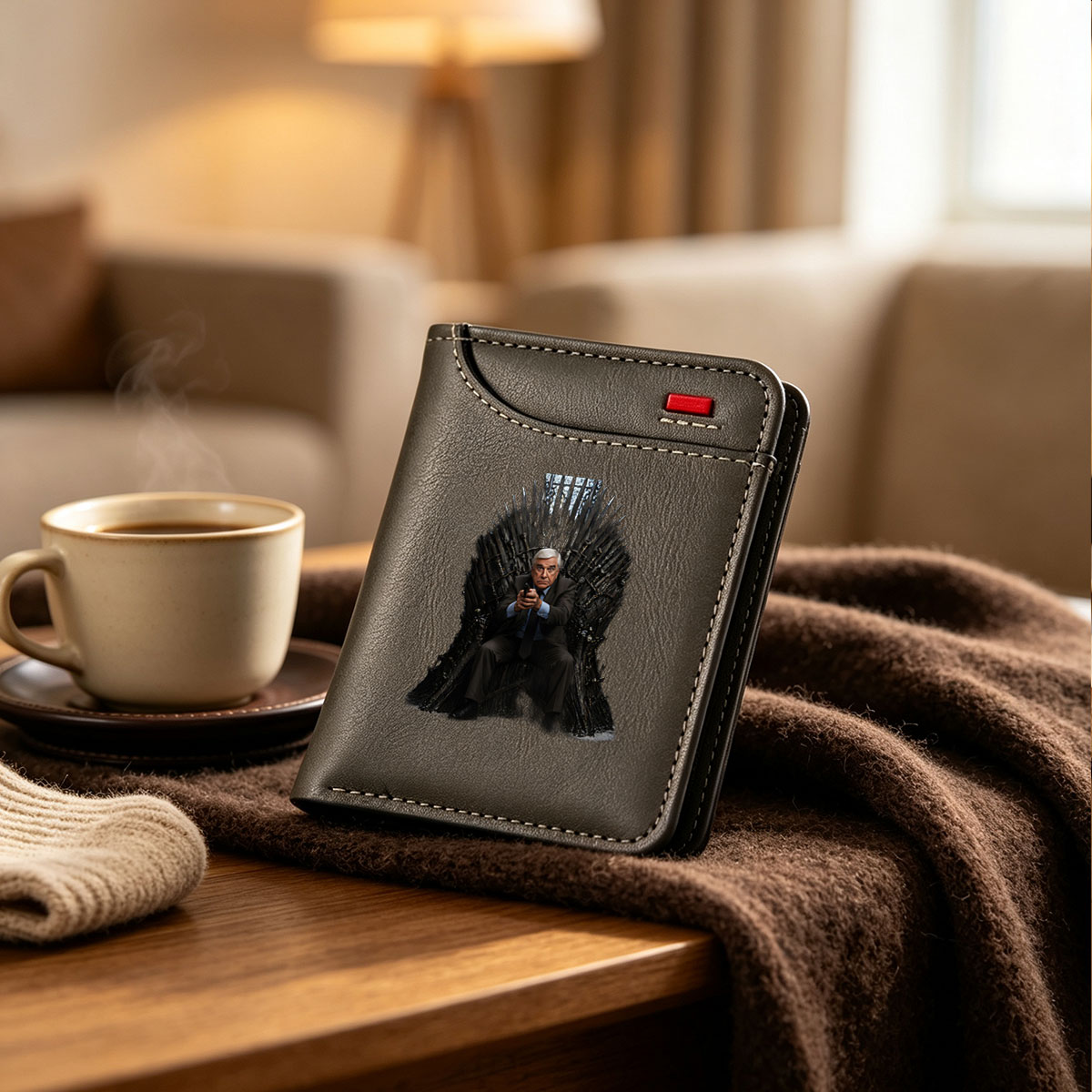 Robert Mueller on the Iron Throne, Holding a Gun - Vertical Style Wallet