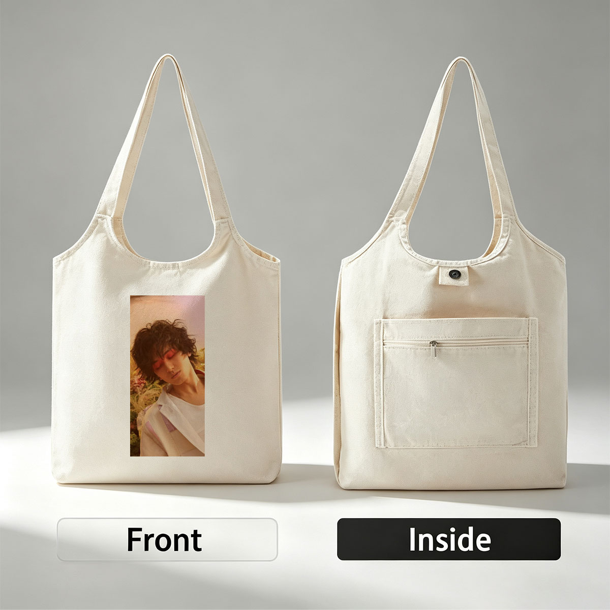 Yuta Okkotsu in a Dreamy Garden Scene with Soft Lighting and Vibrant Makeup - Canvas shoulder bags/