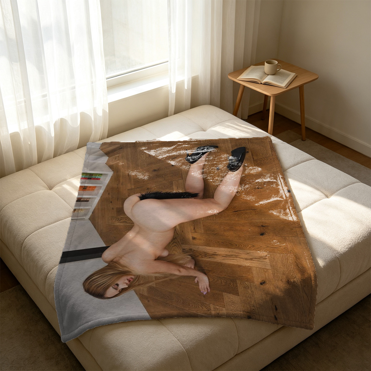 Emma Watson nude on armchair. - Blanket