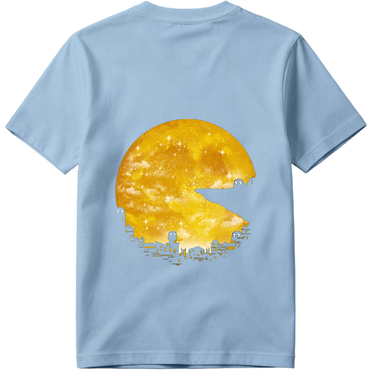 Pac-Man Cityscape Under the Moon - Tee
