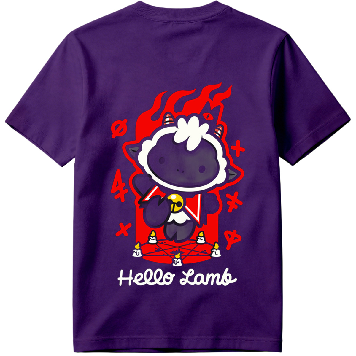 Hello Lamb: Dark Sheep with Flames and Ritual Symbols - Tee