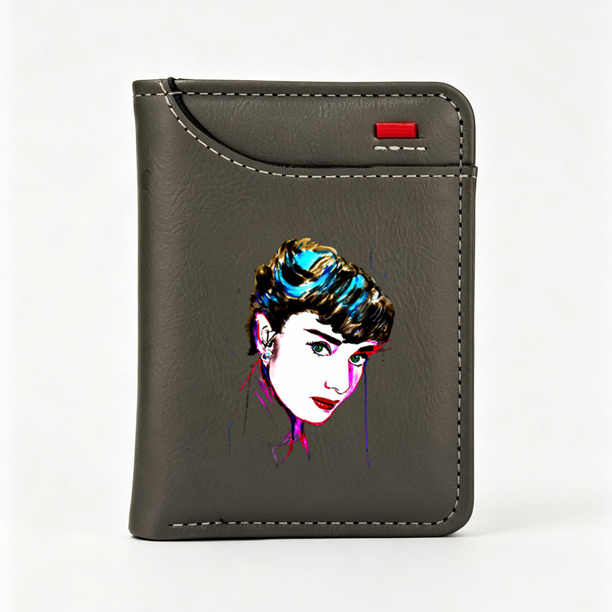 Audrey Hepburn Portrait in Vibrant Pop Art Style - Vertical Style Wallet