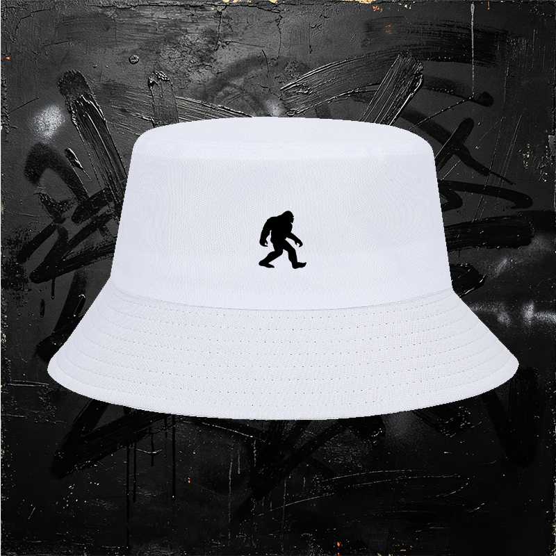 Unisex Fisherman Hat with Bigfoot Silhouette Print - Classic Cotton Bucket Hat for Outdoor Adventures, Hiking, Camping, and Casual Wear - Perfect for Nature Lovers and Wildlife Enthusiasts