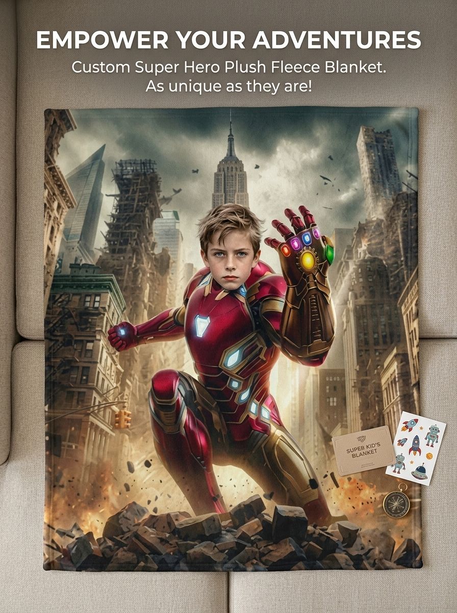 Custom Face Superhero Flannel Blanket Ultra Soft Personalized Photo Throw Skin Friendly Warm Bed Couch Gift