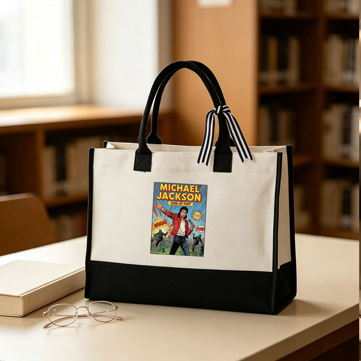 Michael Jackson: King of Pop vs Zombies - Canvas patchwork gift tote bag