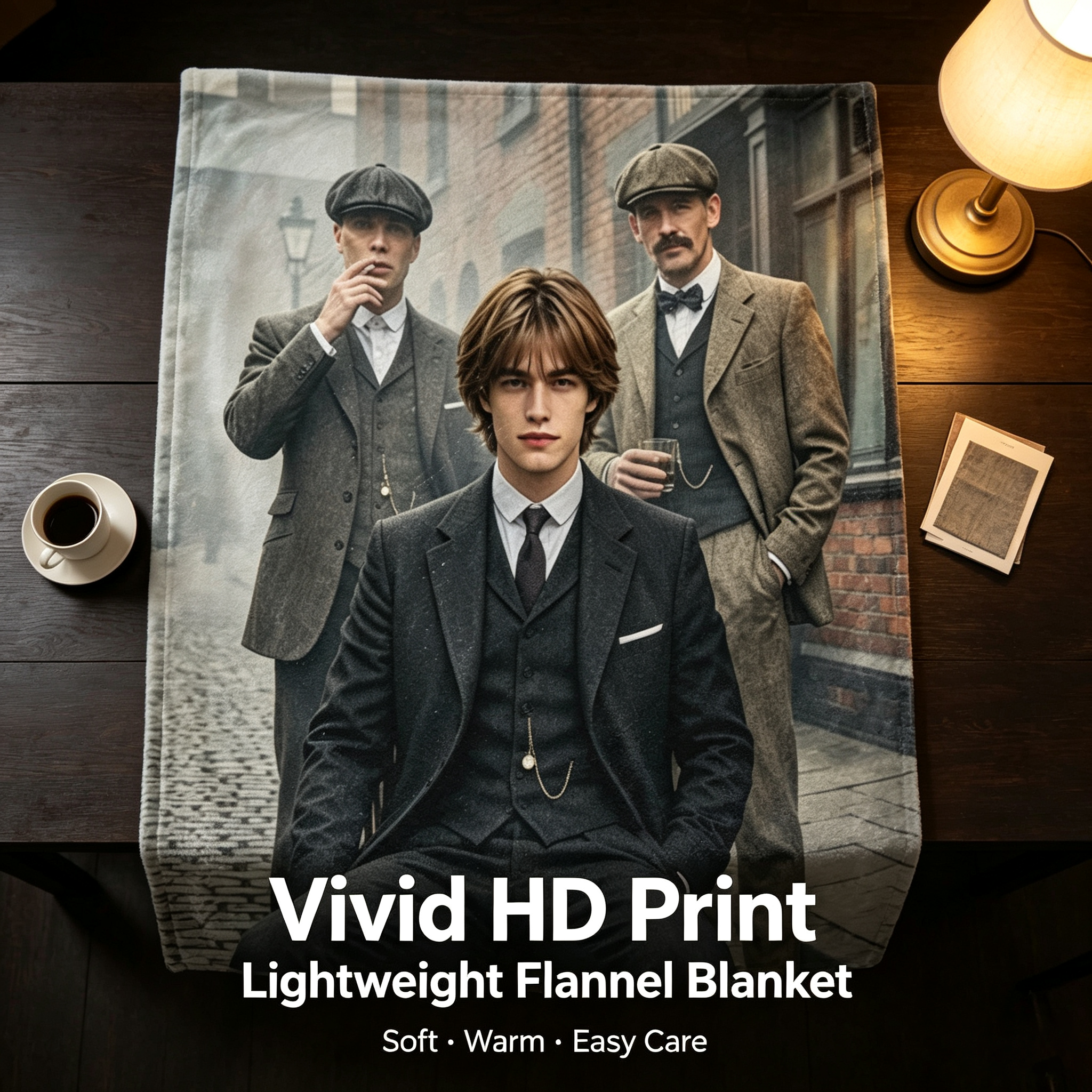 Custom Face Blanket - Victorian Gentleman Portrait IP Design Flannel Blanket for Cozy Living Room or Bedroom Decor - Perfect Gift or Giveaway for History and Fashion Enthusiasts