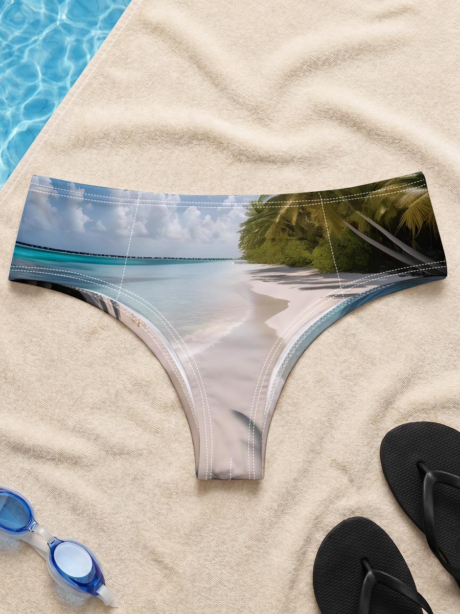 Tropical Beach with Palm Shadows and Crystal Clear Water -  Men's swim trunks
