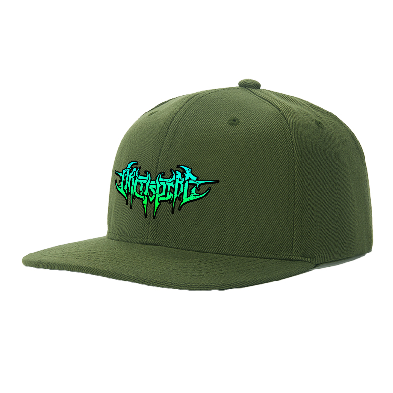 Flat Brim Baseball Cap with Neon Green Gothic Logo Print Streetwear Underground Skate Style for Basketball Court Skate Park Urban Lifestyle Skaters Rappers Streetwear Enthusiasts