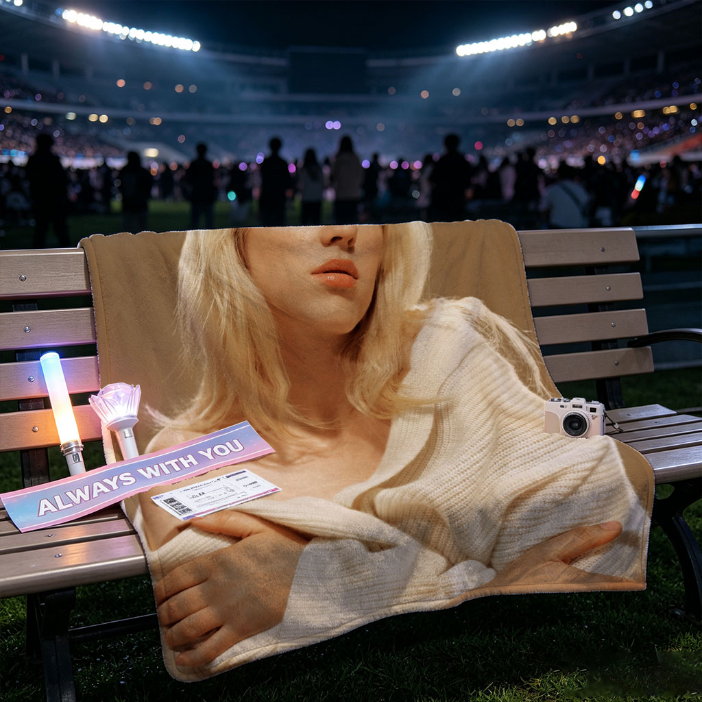 Billie Eilish in a Soft Portrait Wearing a White Off-Shoulder Sweater with Blonde Hair and Blue Eyes - Blankets