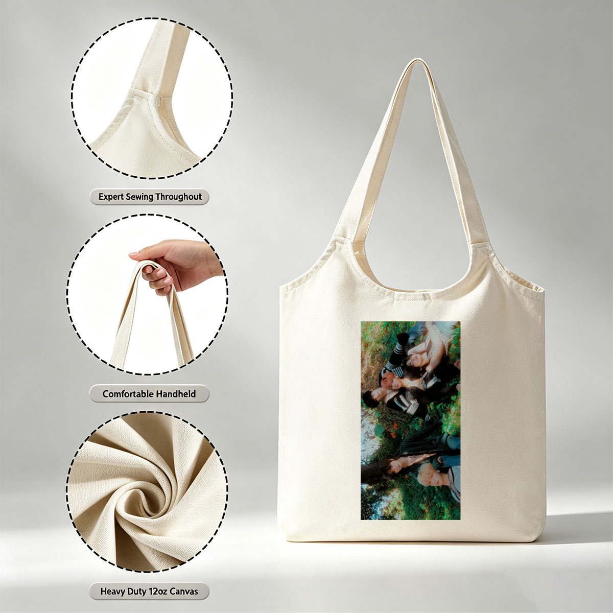 TXT Members Lying on Grass in Nature Scene - Canvas shoulder bags/