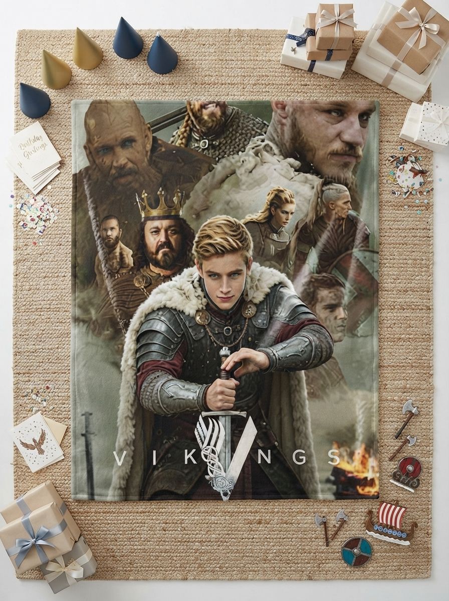 Custom Photo Face Flannel Blanket Personalized Medieval Warrior Portrait Fleece Throw Skin Friendly Anti Pilling Cozy