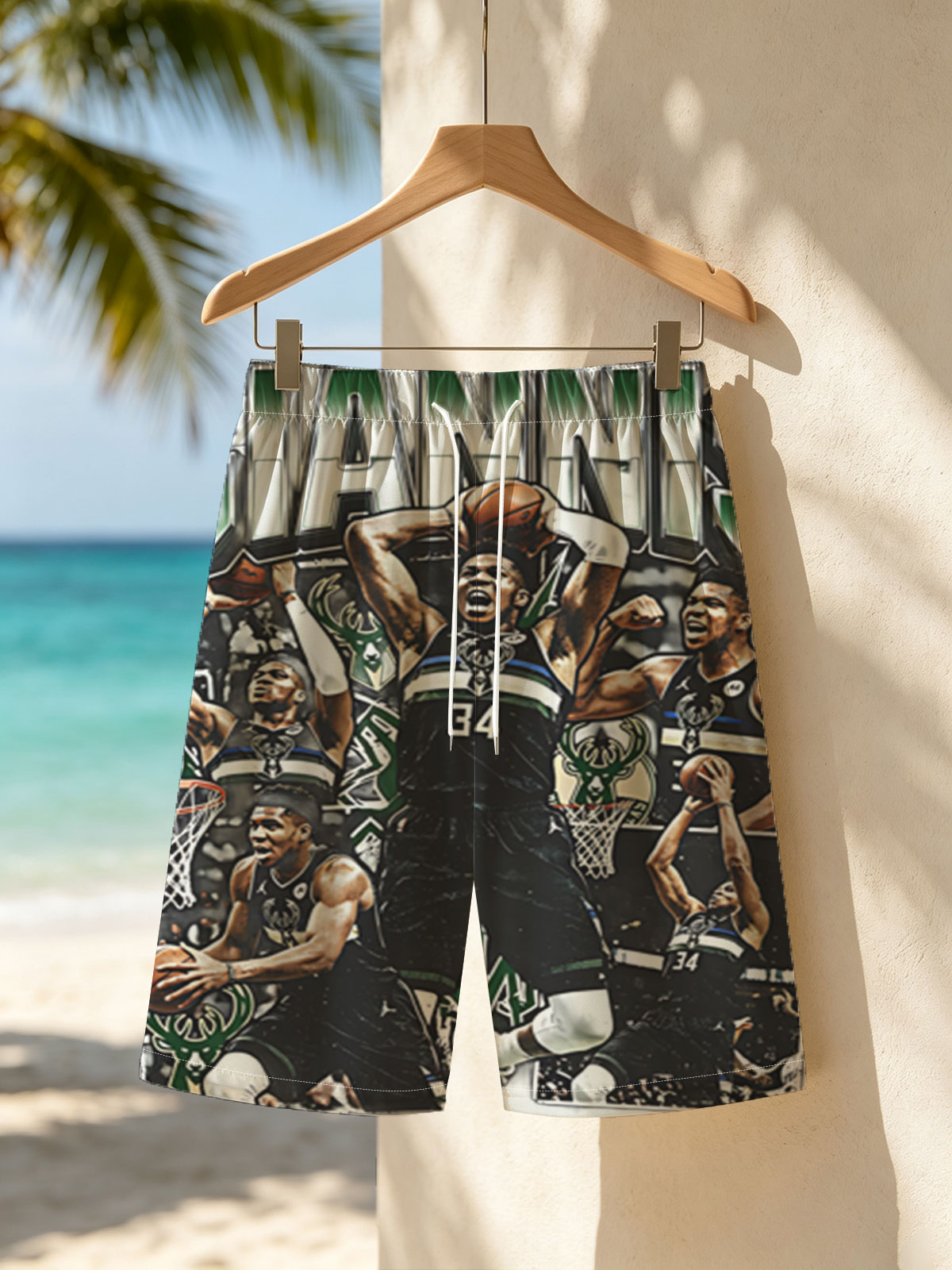 Giannis Antetokounmpo Milwaukee Bucks Basketball Action Montage -  Beach shorts