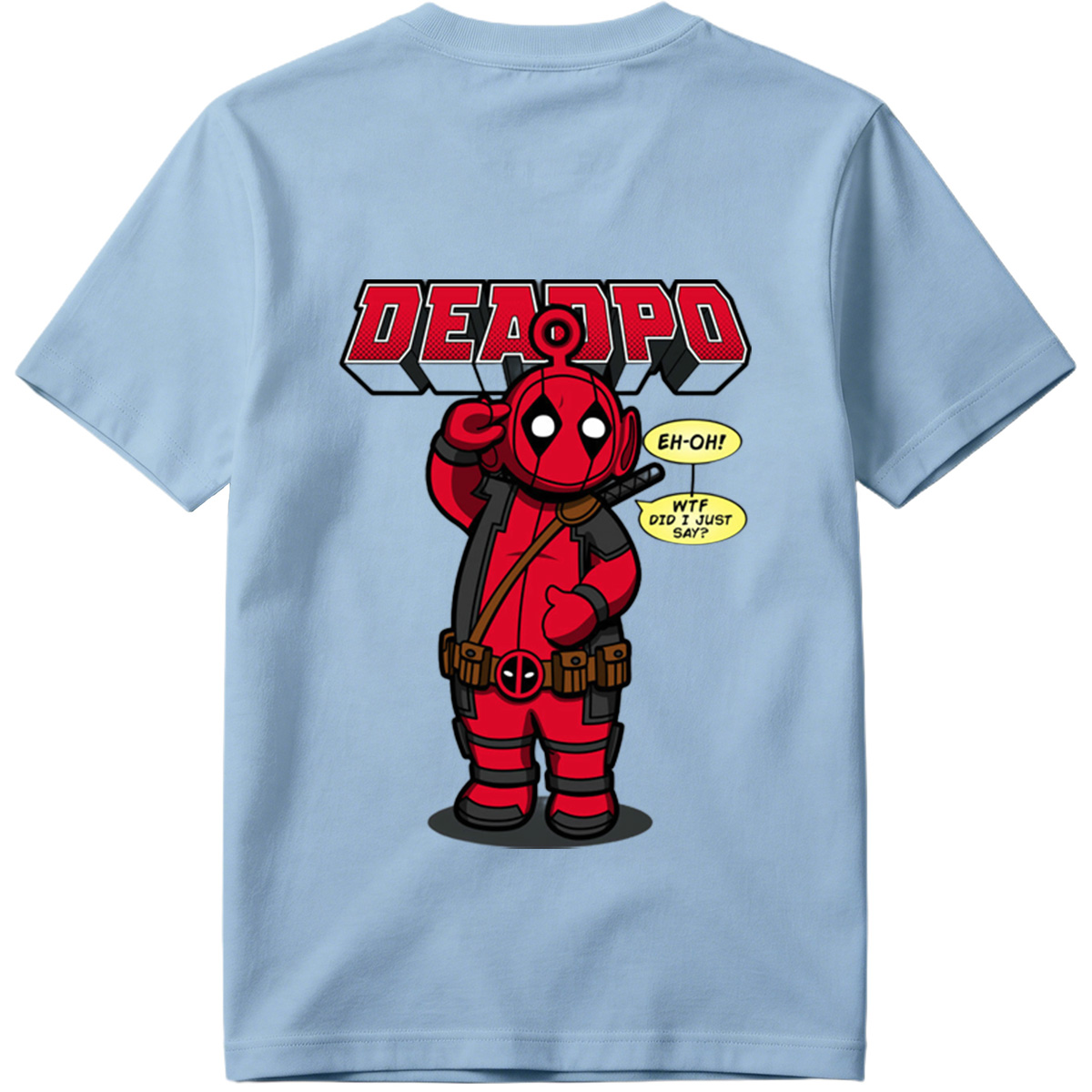Deadpool Chibi Character with Speech Bubbles - Tee