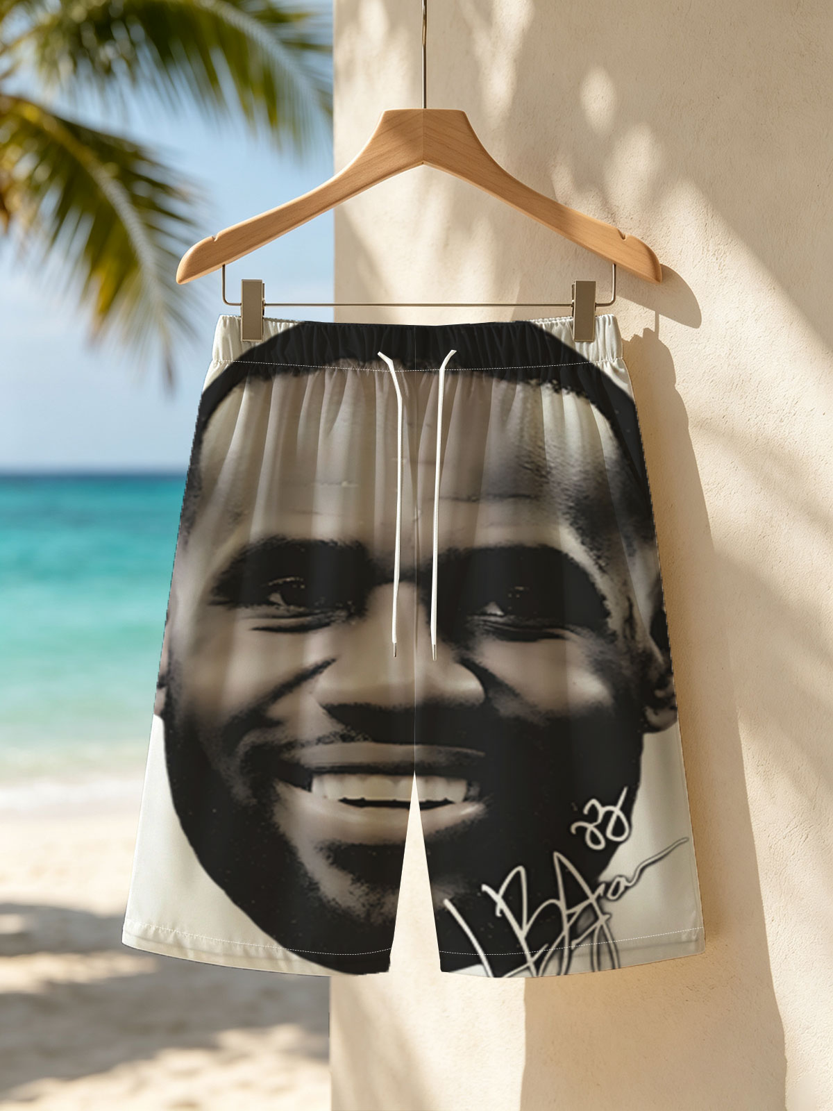 LeBron James Smiling Portrait with Signature -  Beach shorts