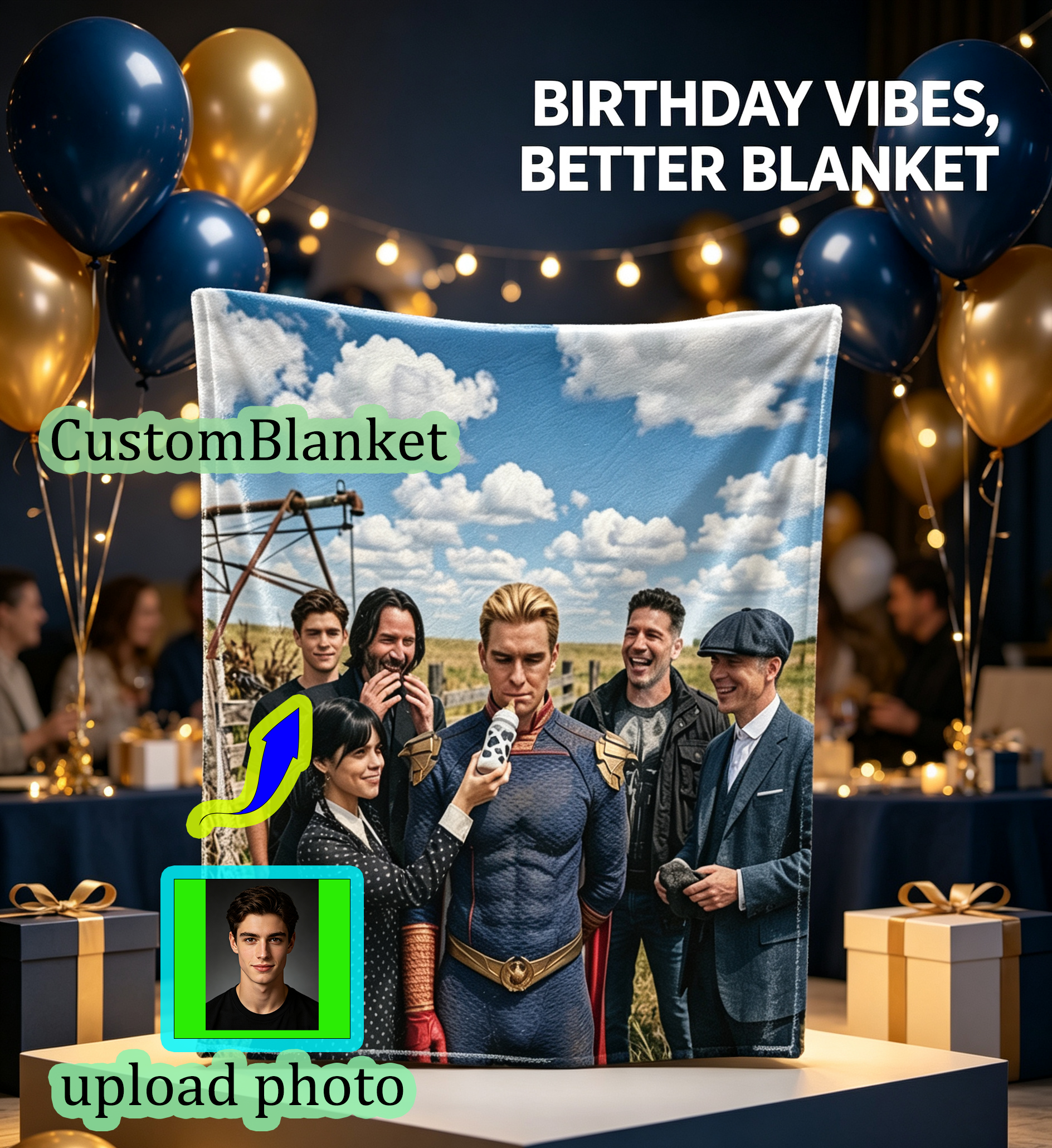 Custom Face Blanket Featuring The Boys Characters Flannel Blanket Perfect for Couch Cozying or Dorm Decor Ideal Gift for Fans and Collectors