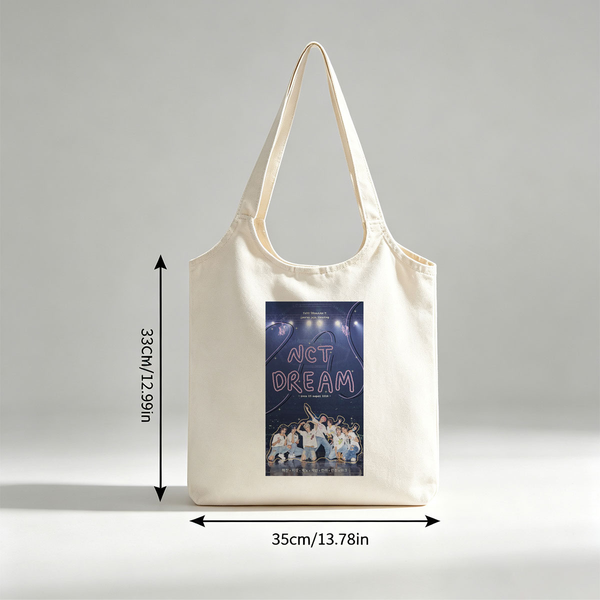 NCT DREAM on Stage Performance in Vibrant Group Photo with Cosmic Background - Canvas shoulder bags/