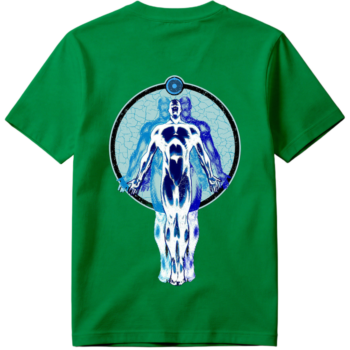 Blue Human Figure in Circular Frame - Tee