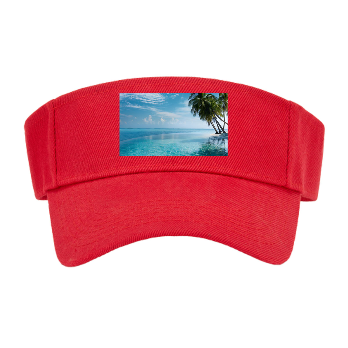 Infinite Pool Meets Azure Sea Under Palm Trees -  Visor cap