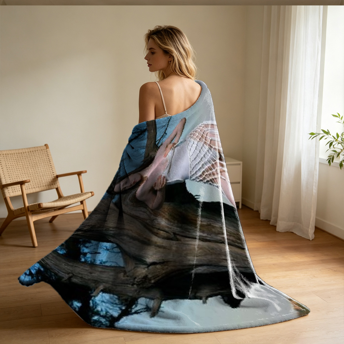 Massage Therapist Massaging Naked Blonde Woman on Table - Blanket