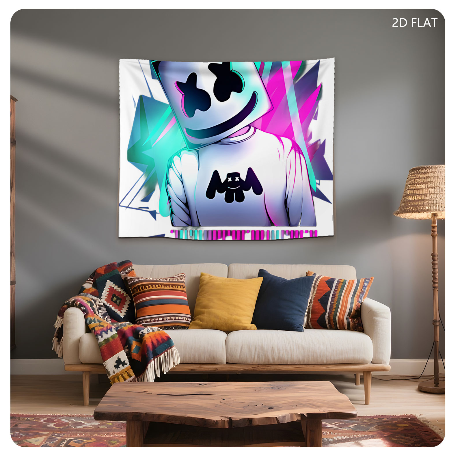 Marshmello DJ in Neon Glow with Music Visualizer - Tapestry