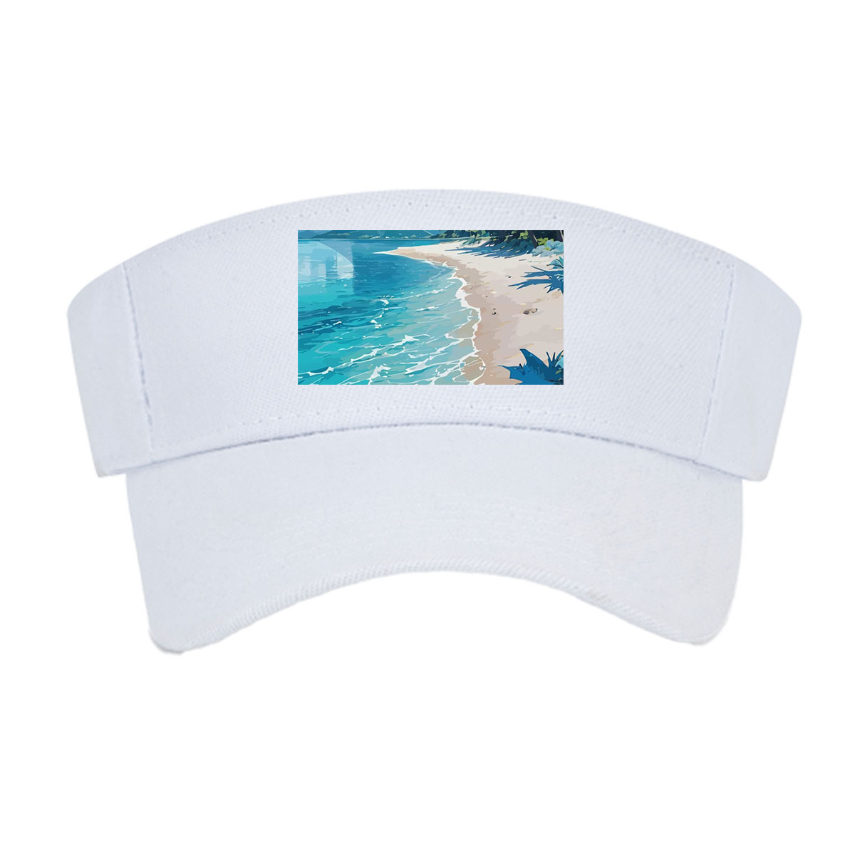 Tropical Beach with Crystal Clear Water and Palm Trees -  Visor cap