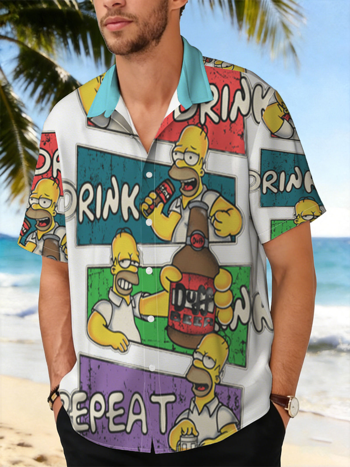 Homer Simpson Drinks Duff Beer: Drink, Drink, Repeat -  Shirt