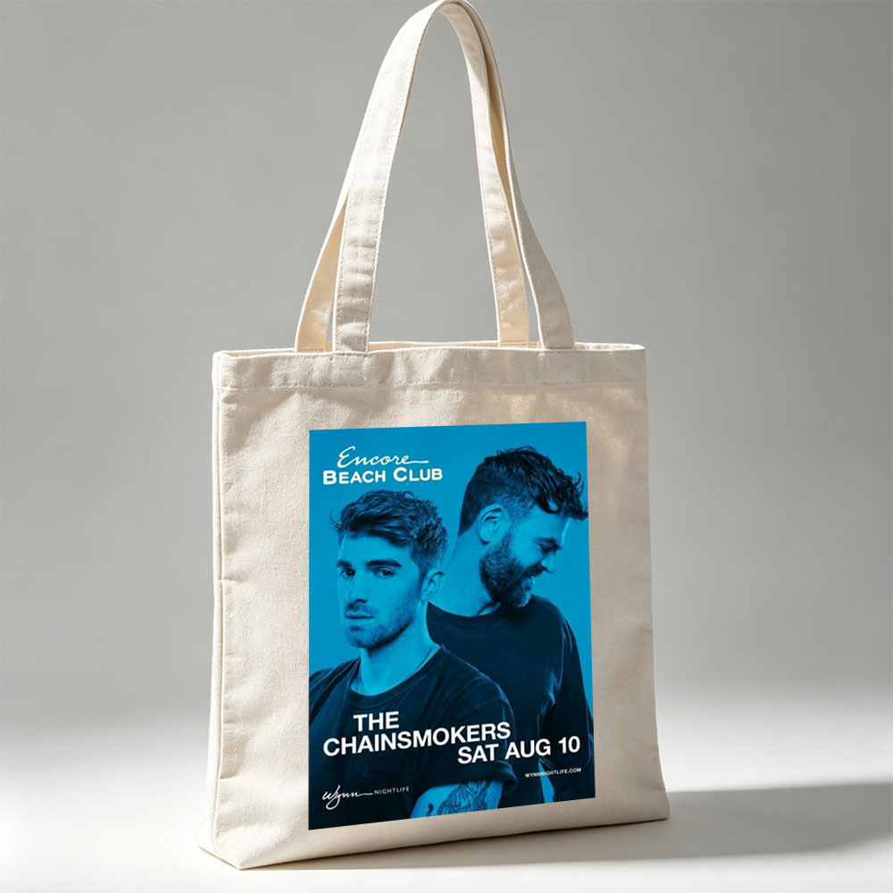 The Chainsmokers at Encore Beach Club - Live Performance Poster for August 10 Event - Canvas tote bags