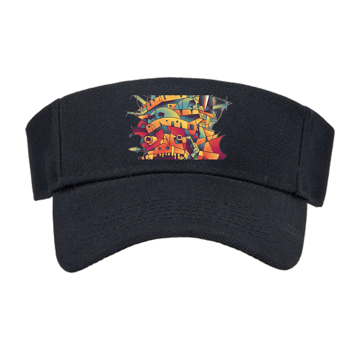 Abstract Mechanical Monster with Vibrant Geometric Design -  Visor cap