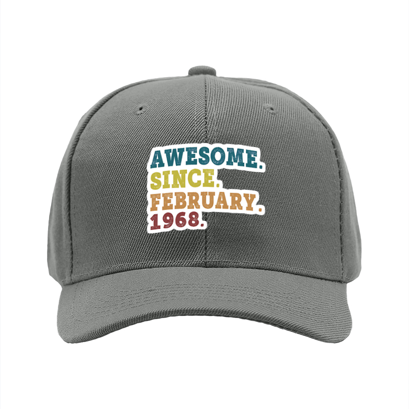 1pc New Baseball Cap Awesome Since February 1968 Print Unisex Adjustable Hat for Outdoor Activities Adults Casual Wear Fashion Statement Accessories