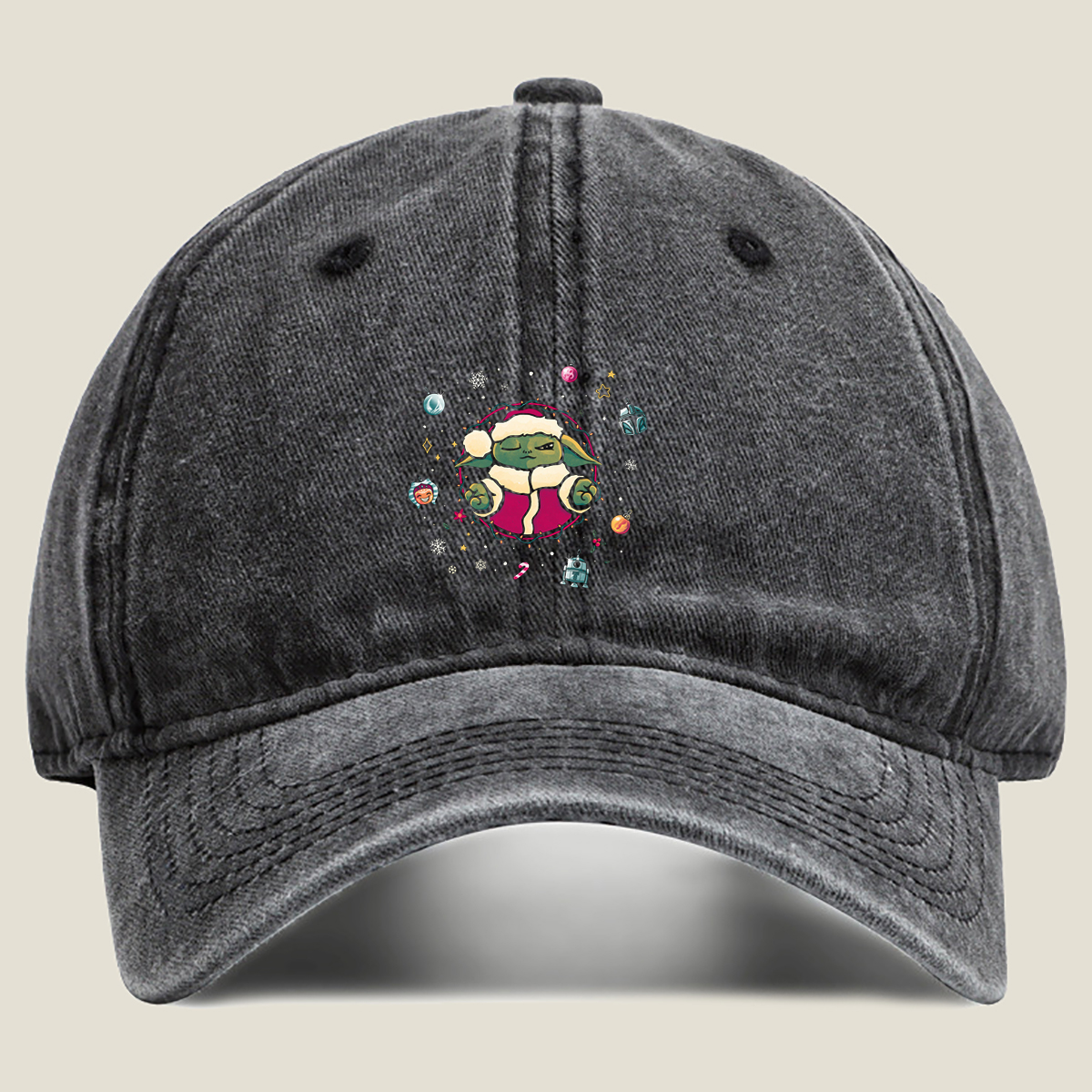 Baby Yoda Christmas Adventure - Washed Denim - Baseball Cap