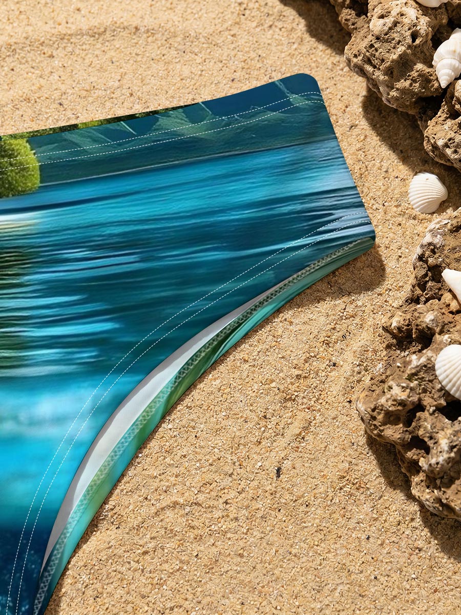 Tropical Paradise with Clear Waters and Coral Reef -  Men's swim trunks