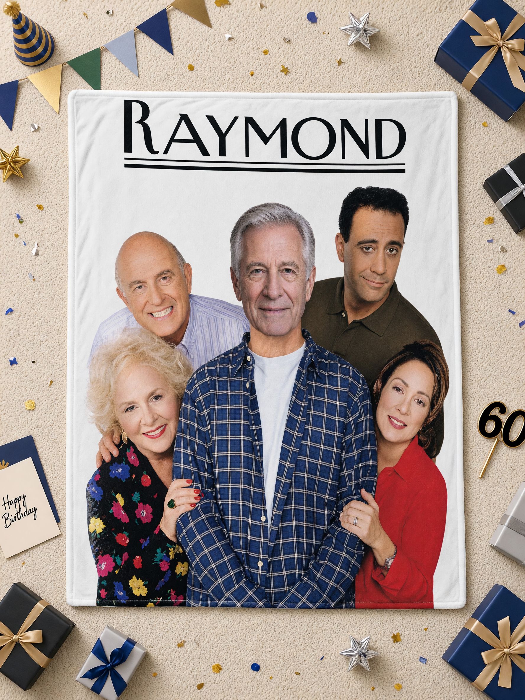 Custom Face Photo Flannel Blanket, Personalized Novelty TV Cast Throw Fleece, Warm Cozy Keepsake Gift for Bed and Couch