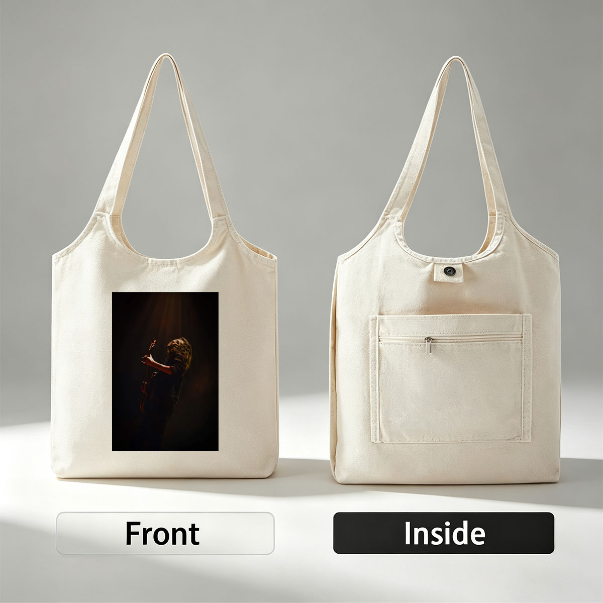 Chris Cornell Live Performance - Passionate Guitarist in Dark Stage Spotlight - Canvas shoulder bags/