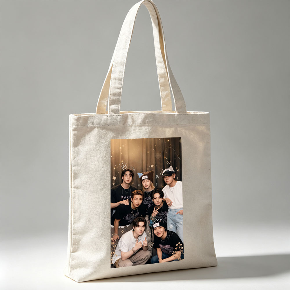 SEVENTEEN Group Photo with Festive Accessories and Sparkling Background - Canvas tote bags