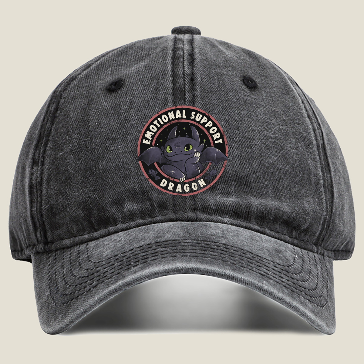 Emotional Support Dragon - Toothless - Washed Denim - Baseball Cap