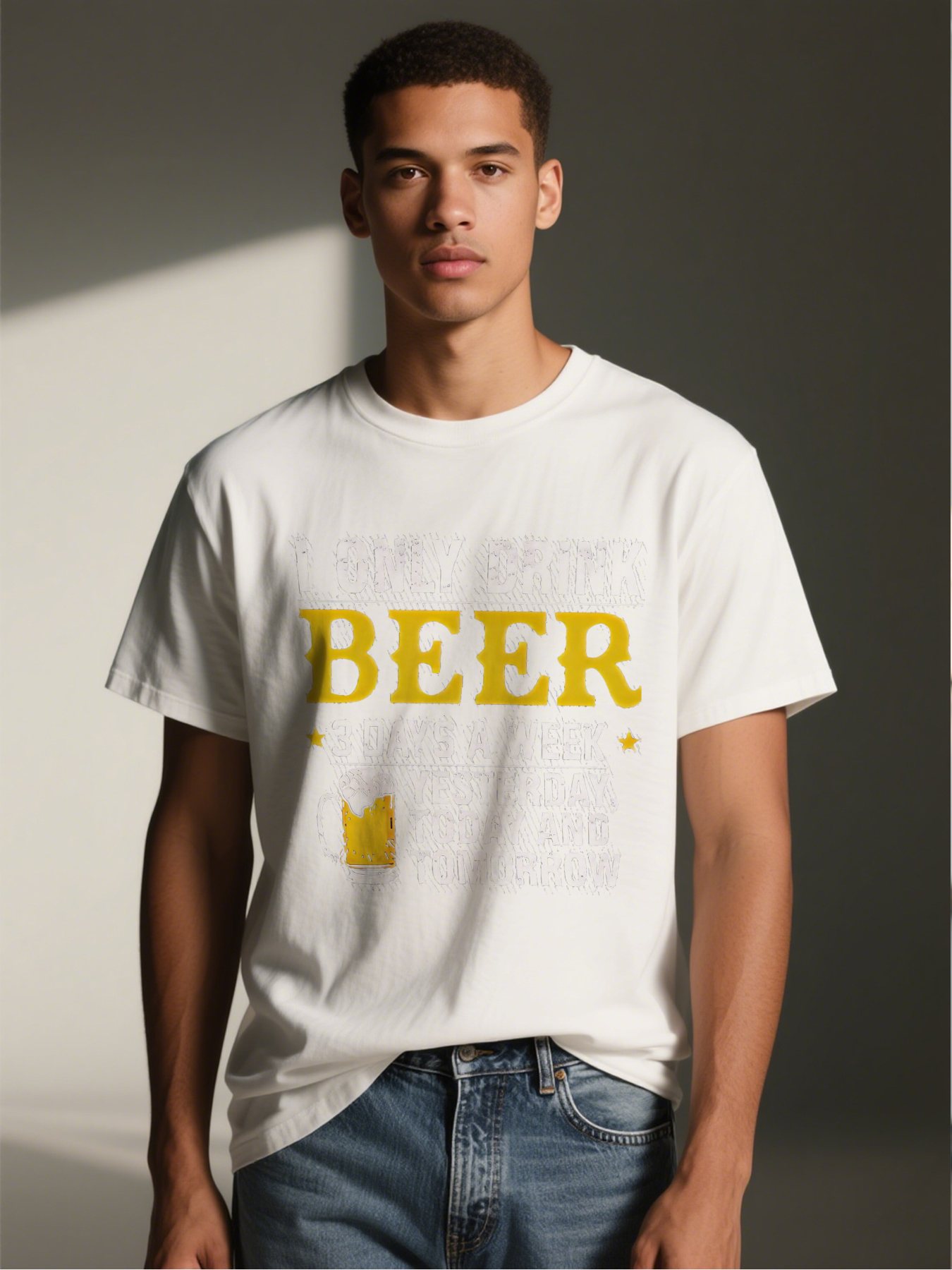 Men's Printed T-Shirt I Only Drink Beer 3 Days a Week Yesterday Today and Tomorrow Funny Beer Mug Graphic Casual Round Neck Summer Lightweight Breathable Short Sleeve T-Shirt for Men Bar Party Outdoor Leisure Wear