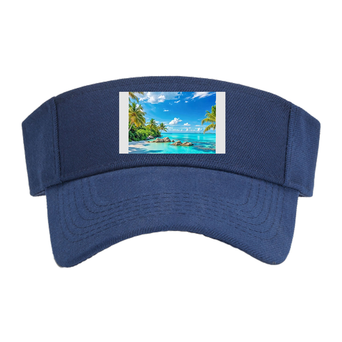 Tropical Beach with Crystal Clear Water and Palm Trees -  Visor cap