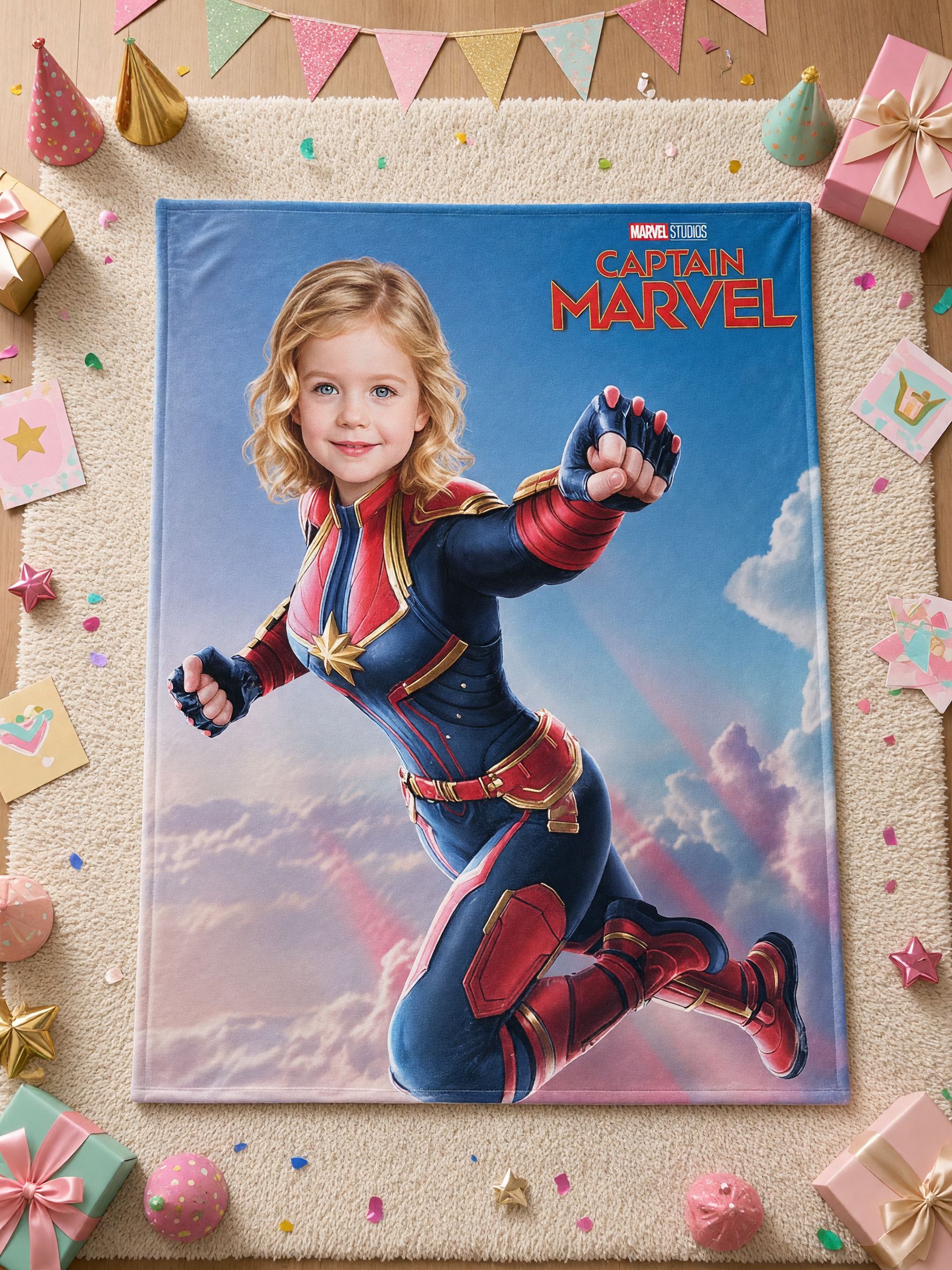 Custom Face Blanket Personalized Superhero Flannel Throw Lightweight Plush Bed Blanket Ideal Personalized Gift
