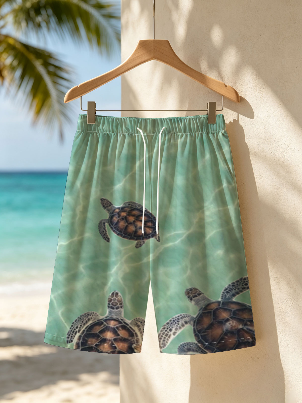 Sea turtles swimming in clear turquoise water -  Beach shorts
