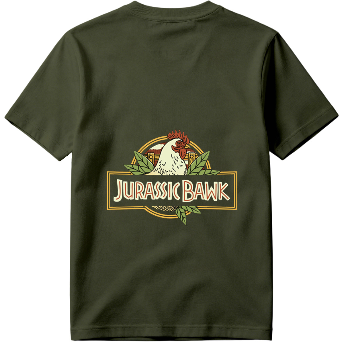 Jurassic Bawk - Chicken Logo Design - Tee
