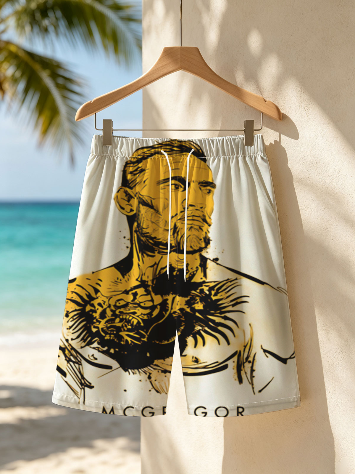 Conor McGregor: MMA Fighter Portrait with Dragon Tattoo -  Beach shorts